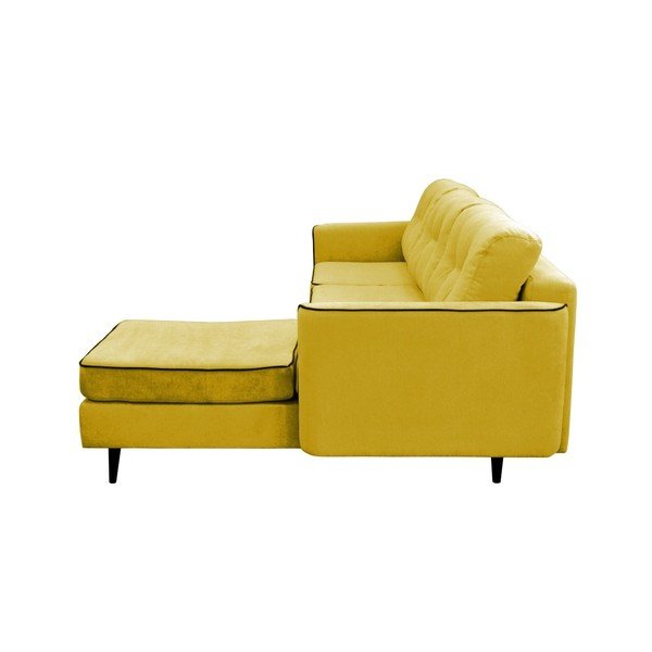 Żółty narożnik rozkładany z czarnymi nogami Mazzini Sofas Dragonfly, prawostronny-image-4