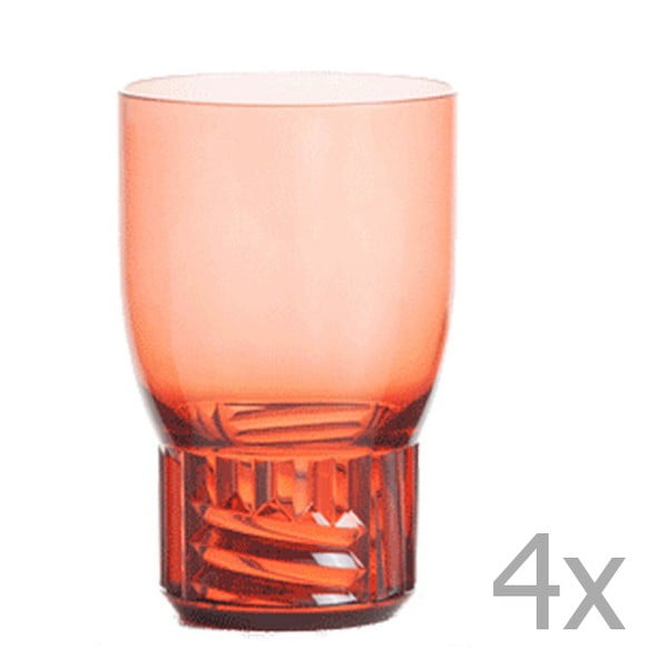Zestaw 4 czerwonych przezroczystych szklanek Kartell Trama, 400 ml