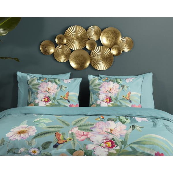 Niebieska pościel jednoosobowa z satyny bawełnianej 140x220 cm Fungi – Descanso-image-2