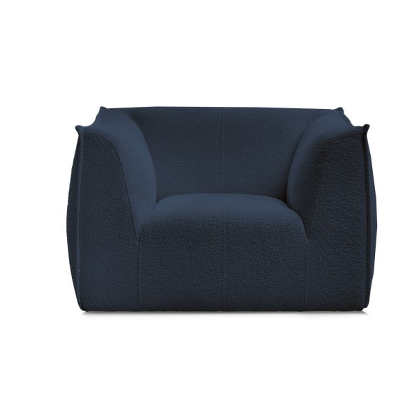 Ciemnoniebieski fotel z materiału bouclé Giorgia – Bobochic Paris-image-3