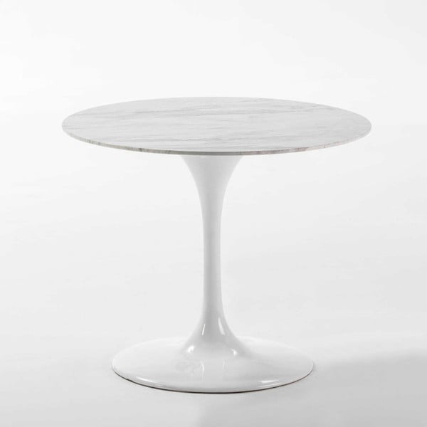 Biały stół do jadalni z marmuru i szklanych włókien Thai Natura, ⌀ 90 cm