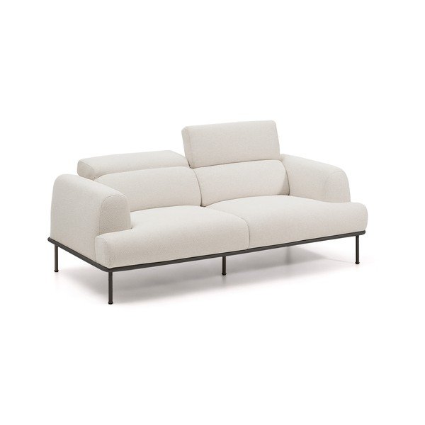 Beżowa częściowo rozkładana sofa z tkaniny szenilowej 214 cm Aurum – Kave Home-image-1