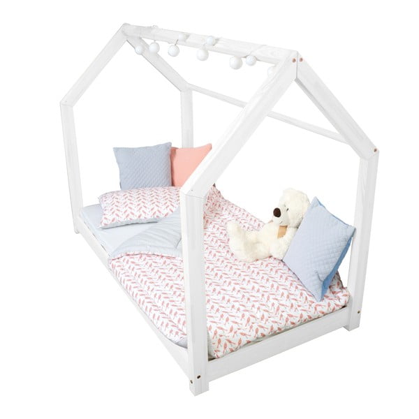 Białe łóżko dziecięce w kształcie domku Benlemi TERY 90x190 cm