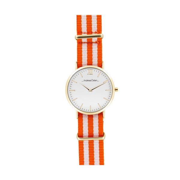 Zegarek damski z pomarańczowo-białym paskiem Andreas Östen Fenna II