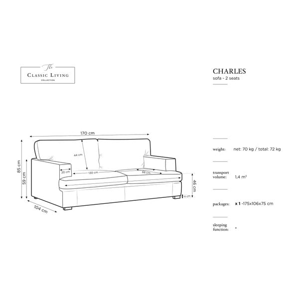 Niebieska sofa Windsor & Co Sofas Daphne, 170 cm-image-1