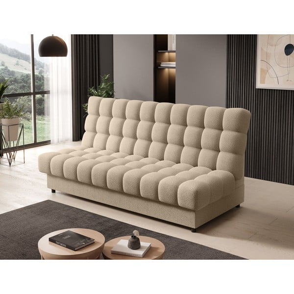 Beżowa rozkładana/ze schowkiem sofa z materiału bouclé 197 cm Clareta – ELTAP-image-3