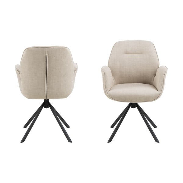 Kremowy tapicerowany fotel jadalniany Aura – Actona-image-3