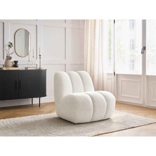 Biały fotel z materiału bouclé Janissaire – Bobochic Paris-image-1