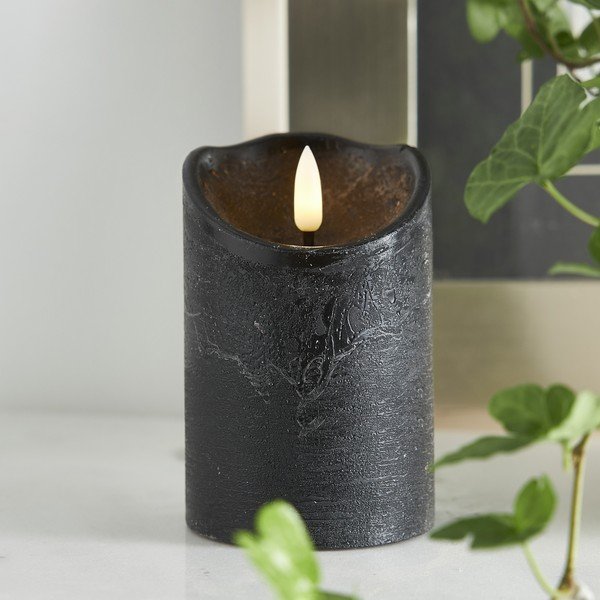 Czarna woskowa świeca LED Star Trading Flamme Rustic, wys. 12,5 cm-image-1