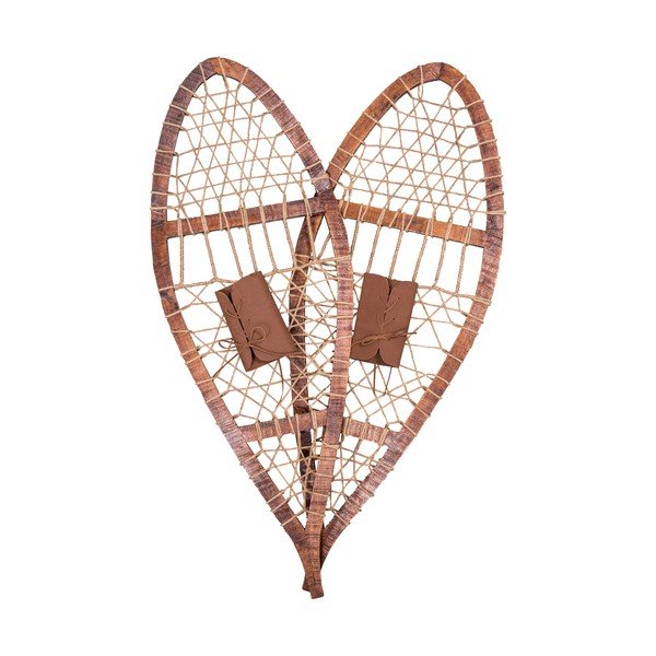 Dekoracja w kształcie rakiet śnieżnych z drewnianymi elementami Antic Line Paire, 39x107 cm