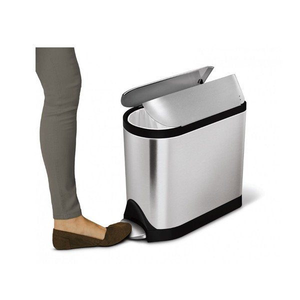Srebrny matowy kosz na śmieci z pedałem simplehuman Butterfly, 10 l-image-1