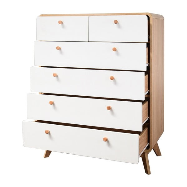 Biało-naturalna wysoka komoda w dekorze dębu 81x104 cm Caitlin – Støraa-image-4