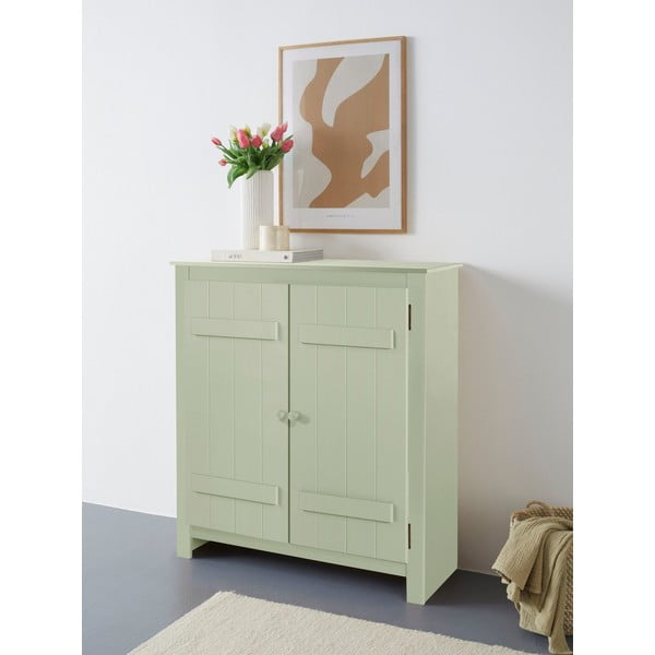 Jasnozielona szafka z litego drewna sosnowego 100x110 cm Bertram – Støraa-image-1