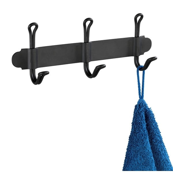 Czarny potrójny samoprzylepny haczyk ścienny Wenko Nostalgia-image-3