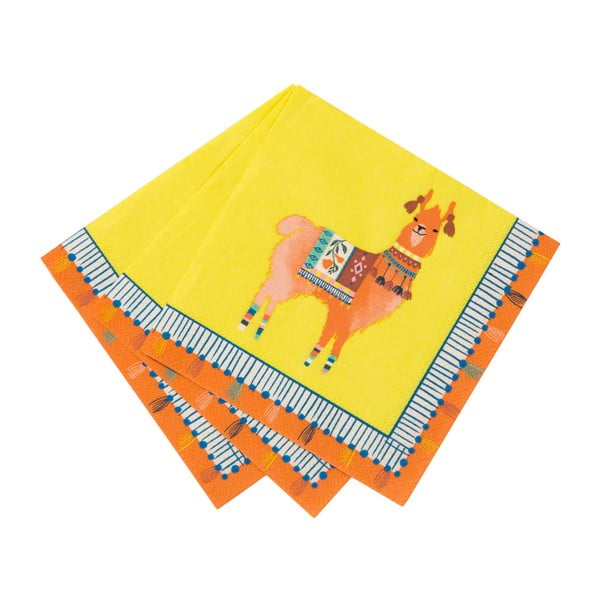 Zestaw 20 serwetek papierowych Talking Tables Boho Lama, 25x25 cm