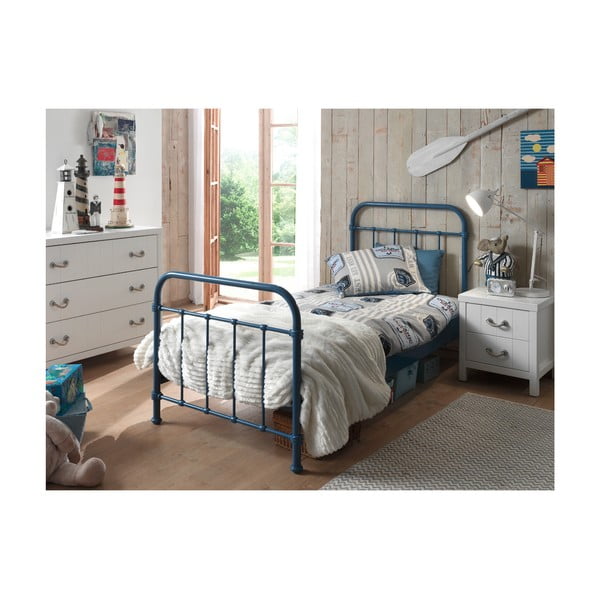 Niebieskie metalowe łóżko dziecięce Vipack New York, 90x200 cm-image-2