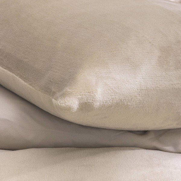 Beżowa pościel dwuosobowa z mikfroflaneli 3-częściowa 240x220 cm Flanou – douceur d'intérieur-image-2