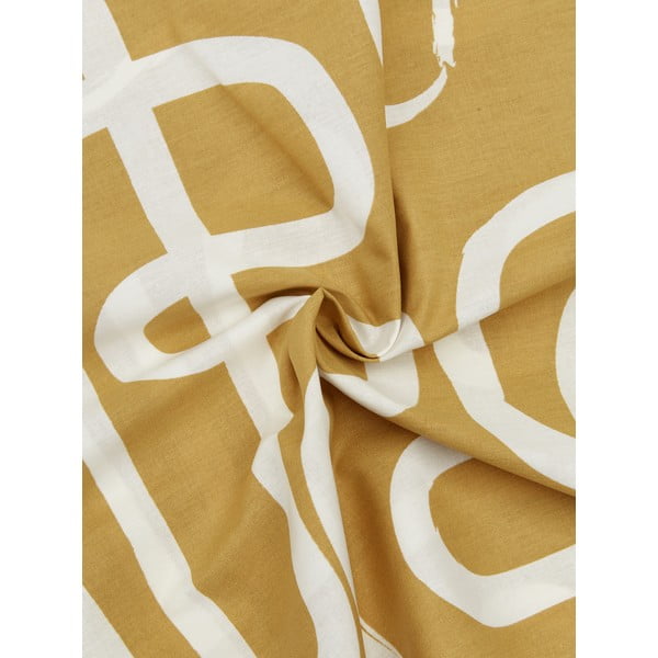 Żółto-biała pościel jednoosobowa z perkalu bawełnianego Westwing Collection Malu, 135x200 cm-image-1