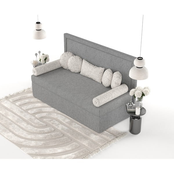 Szare tapicerowane łóżko jednoosobowe 100x200 cm Scala – Maison de Rêve-image-4