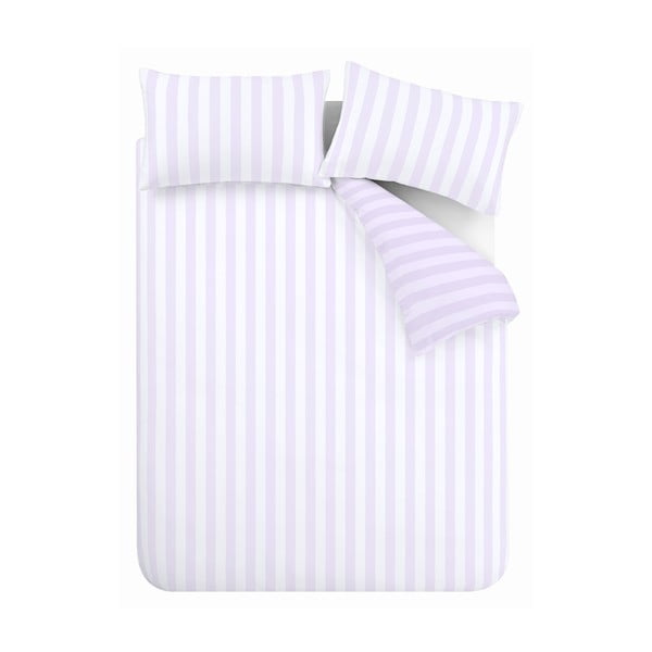 Biało-lawendowa pościel jednoosobowa 135x200 cm Stripe Tease – Sassy B