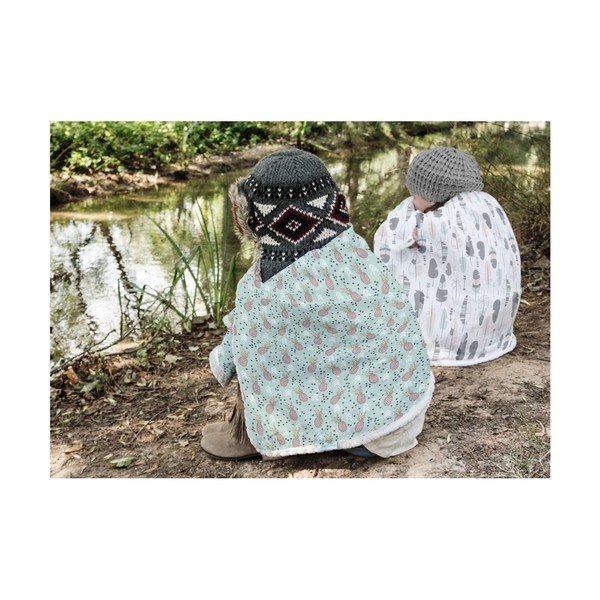 Koc dwustronny Little Nice Things Feathers, 170x130 cm-image-1