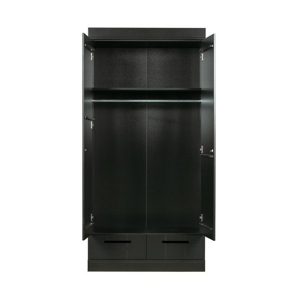 Czarna szafa z konstrukcją z drewna sosnowego WOOOD Connect, szer. 94 cm-image-2