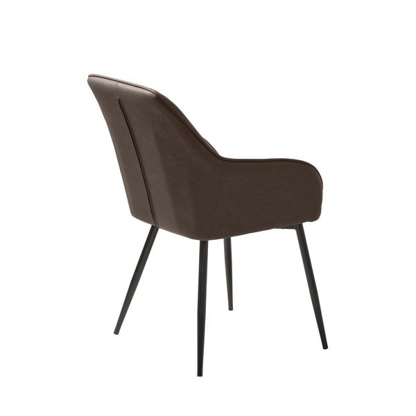 Ciemnobrązowy tapicerowany fotel jadalniany z podłokietnikami Melfort – Unique Furniture-image-3