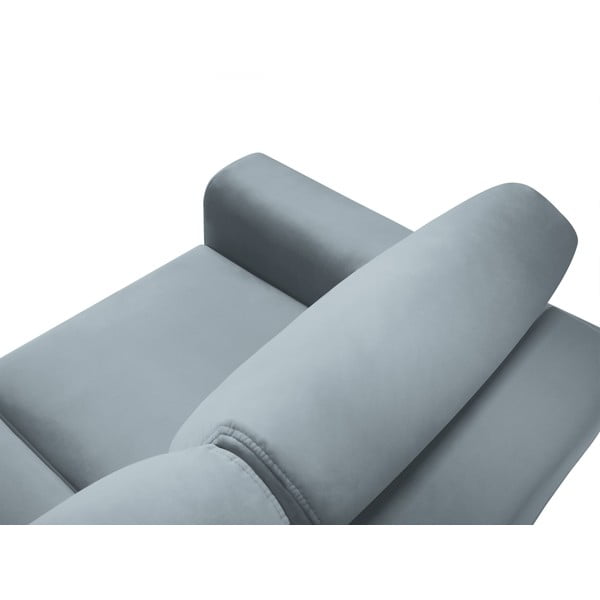 Jasnoniebieski aksamitny rozkładany narożnik ze schowkiem Kyoto – Cosmopolitan Design-image-4