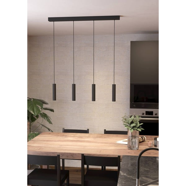 Czarna lampa wisząca LED z metalowym kloszem ALMUDAINA – EGLO-image-1