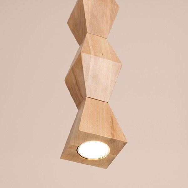 Lampa wisząca z litego drewna bukowego w naturalnym kolorze ø 8 cm Cubo – Sollux-image-2