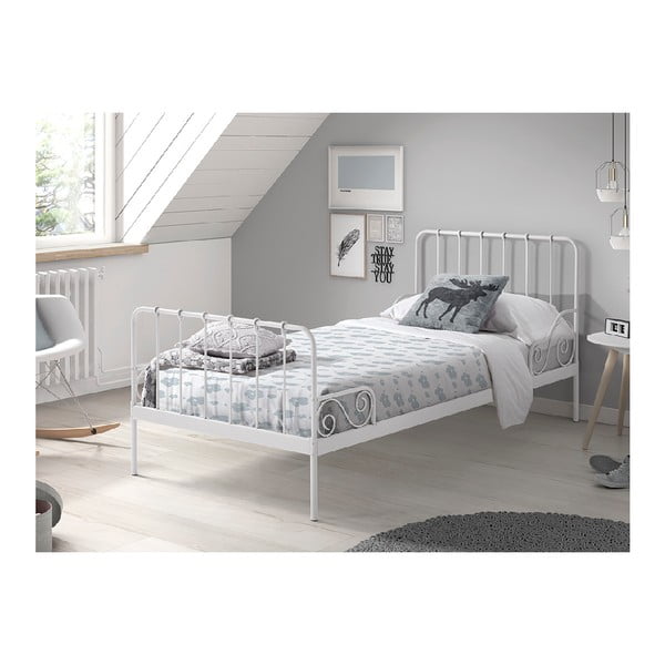 Białe metalowe łóżko dziecięce Vipack Alice, 90x200 cm-image-2