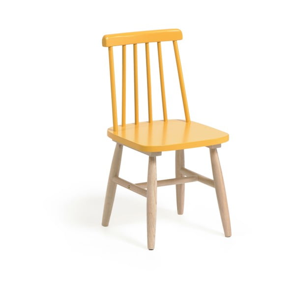 Żółte krzesło dziecięce z drewna kauczukowego Kave Home Kristie