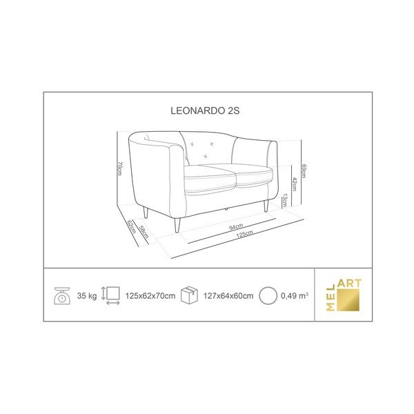 Kremowa sofa Kooko Home Love, 125 cm-image-3