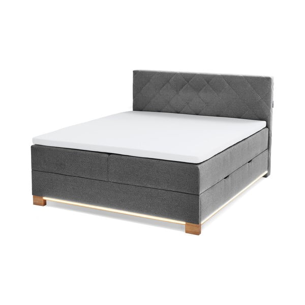 Szare łóżko boxspring ze schowkiem 180x200 cm Messina – Meise Möbel