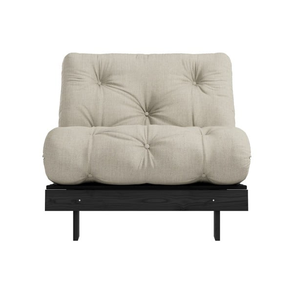 Fotel rozkładany z lnianym obiciem Karup Design Roots Black/Linen-image-3