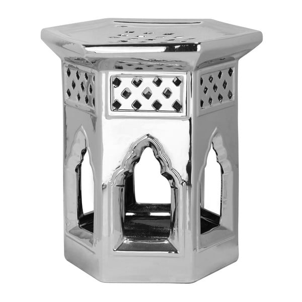 Stolik ceramiczny w srebrnej barwie vhodná do exteriéru w srebrnej barwie Safavieh Moroccan, ø 40 cm