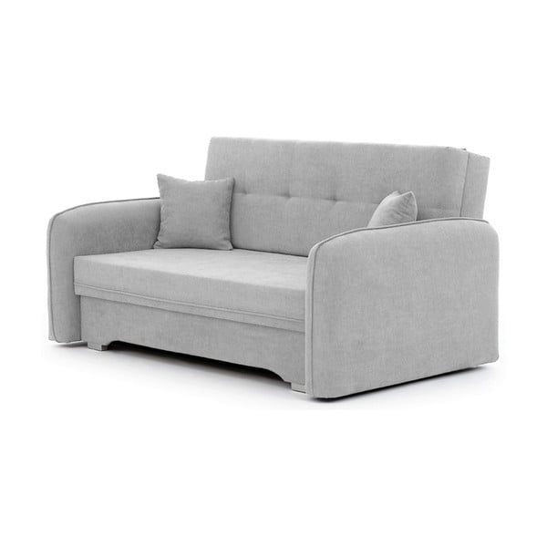Jasnoszara rozkładana/ze schowkiem sofa z tkaniny szenilowej 155 cm Laine – ELTAP