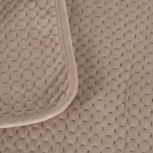 Beżowa aksamitna narzuta pikowana 180x260 cm – Ixia-image-1