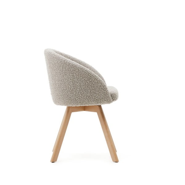 Szary tapicerowany fotel jadalniany z podłokietnikami Marvin – Kave Home-image-3