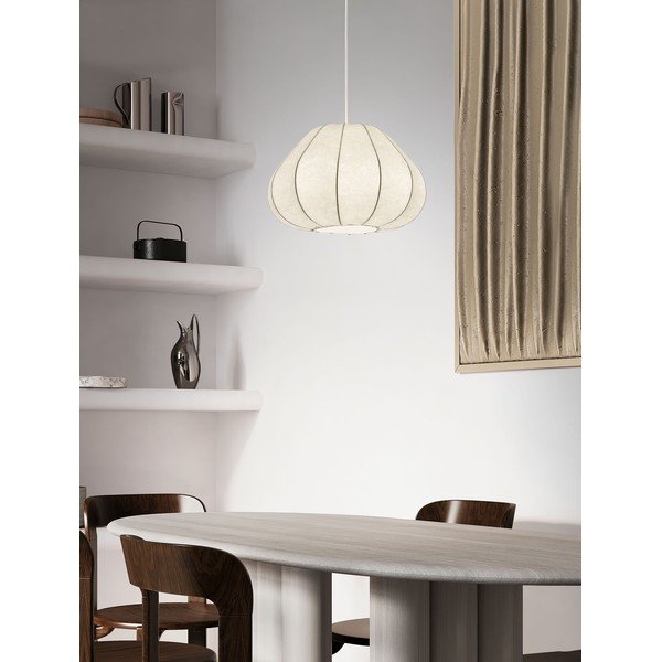 Tekstylna lampa wisząca w matowym białym kolorze ø 50 cm Bora – Nova Luce-image-1