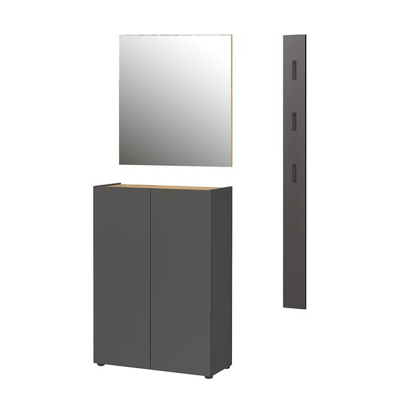 Antracytowy zestaw do przedpokoju w dekorze dębu 104x200x33 cm Alviano – Germania