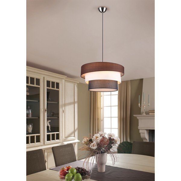 Szaro-brązowa lampa wisząca z tekstylnym kloszem ø 45 cm Ibis – Trio-image-1