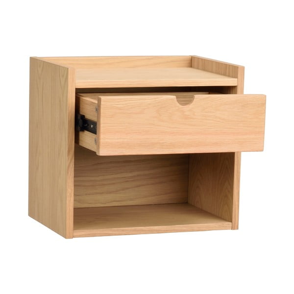 Naturalna szafka nocna z litego drewna dębowego wisząca/z półką Hillmond – Rowico-image-2