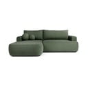 Zielony rozkładany narożnik z materiału bouclé (lewostronny) Quinoa – Bonami Selection
