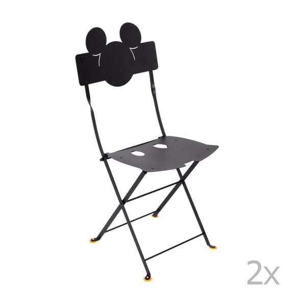 Komplet 2 czarnych metalowych krzeseł ogrodowych Fermob Bistro Mickey