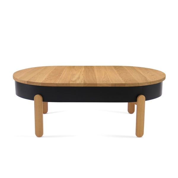 Czarno-brązowy stolik z drewna dębowego ze schowkiem Woodendot Batea L