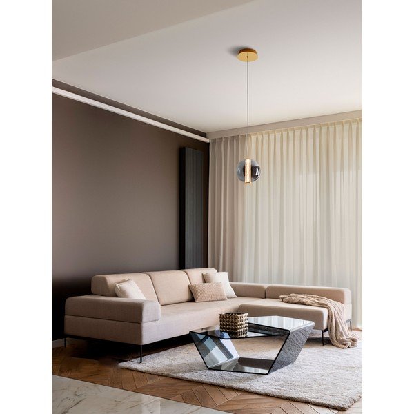 Szara metalowa lampa wisząca LED ze szklanym kloszem ø 22 cm Navi – Nova Luce-image-1