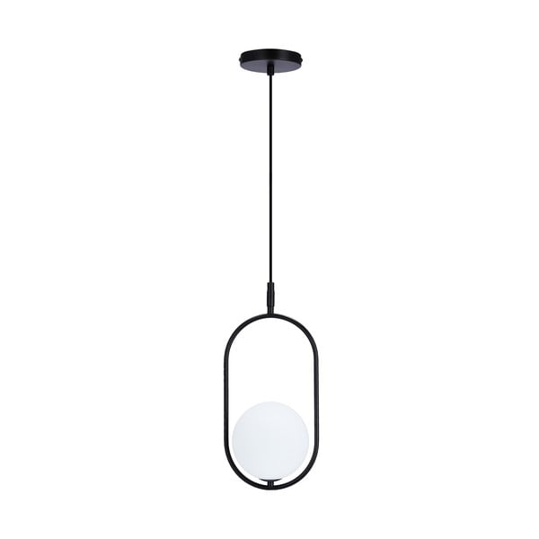 Czarna lampa wisząca ze szklanym kloszem 18.5x15 cm Cordel – Candellux Lighting