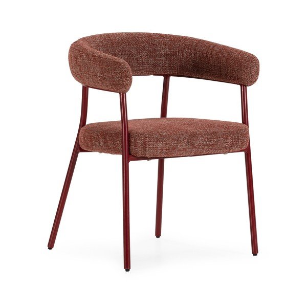 Tapicerowane fotele jadalniane zestaw z podłokietnikami 2 szt. w kolorze terakoty Yuri – MOME