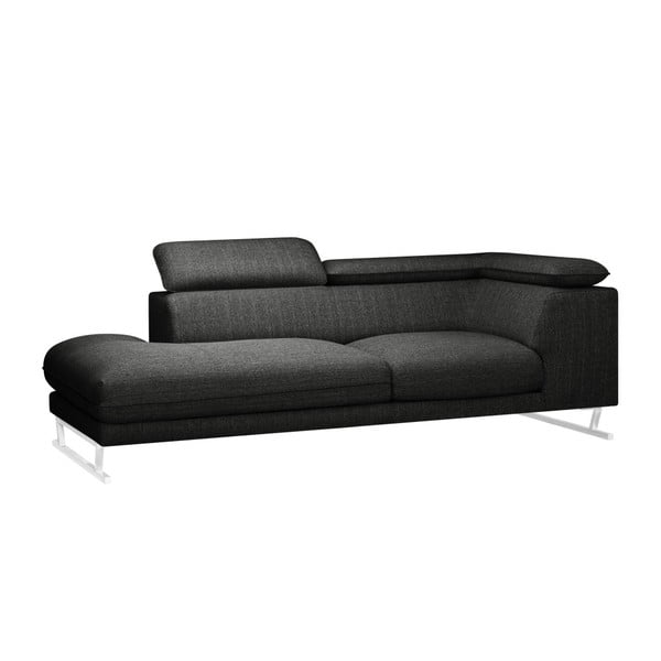 Antracytowa sofa z szezlongiem po lewej stronie z czarnymi detalami L'Officiel Interiors Gigi Big